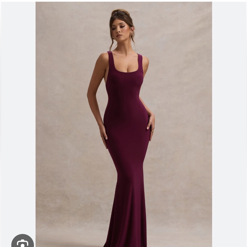 Club L London Strapless Burgundy Dress
